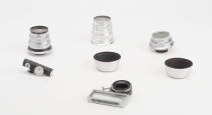 DIAX-CAMERA-WERK (Germany): Diax lenses and accessories. The lenses a Schneider Xenagon (Diax) 35mm f3.5 SN 3135934, Iscomar 85mm f4.5 SN 269016 and a Schneider Tele-Xenar (Diax b) 90mm f3.5 SN 4566713. Diax accessories consisting of: lens hoods (4 - 3 in