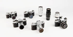 PENTACON (Germany)/K.W. (Germany): Pentacon and Praktica 35mm cameras (5) plus related literature, accessories and M42 lenses.