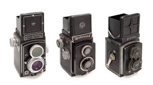 ROLLEI-WERKE FRANKE & HEIDECKE (Germany) Rollei TLR cameras (3) and accessories.