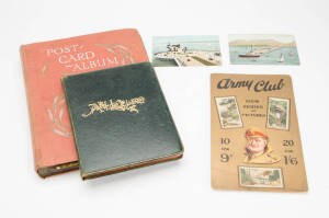 Album of vintage postcards including cricket & Rugby Union (1891 programme, North Shore Clifton Football Club); ephemera, etc