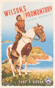 c1940 Victorian Railways poster No.208, "WILSON'S PROMONTORY, Victoria - Australia", artwork by E.H.Turnor Studio, colour process lithograph, size 101x64cm, linen-backed.