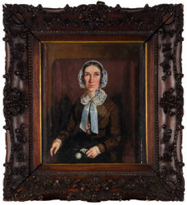 ARTIST UNKNOWN Portrait of Jane Chesney oil on canvas 29.5 x 25.5cm