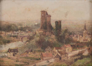 MAURICE LEVIS (FRENCH, 1860-1940) Village Castle oil on board signed 'Maurice Levis' lower left 12 x 16.5 cm