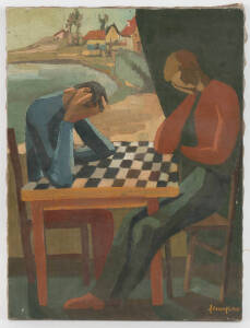 LENNYSON (Signed) The Chess Players oil on canvas 73 x 55 cm