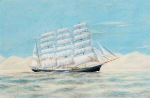 J.A MORRISON, Pamir - Four masted schooner under sail, 23 x 45.5cm