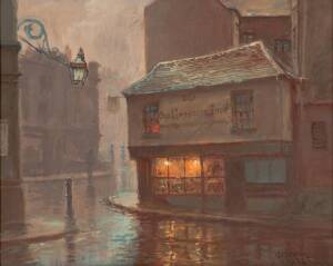 GEORGE HYDE POWNALL (1876-1932) "The Old Curiosity Shop"Oil on board signed & dated lower right 193239 x 32cm