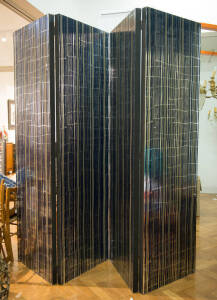 Florence Broadhurst black patterned 4 fold screen. Height 242cm (panels width 71cm)&nbsp;