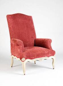 A Louis XV style carved high back armchair, French 19th century