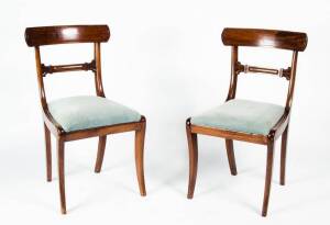 Pair of Regency mahogany spade back dining chairs with sabre legs