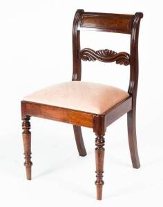 DINING CHAIR: English mahogany on ring turned legs with Thomas Hope scroll back, c1830s.