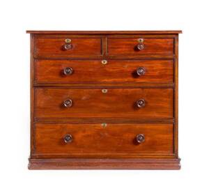 CHEST of 5 drawers, mahogany with brass escutcheons, 19th century. Height 98cm, width 108cm, depth 55cm