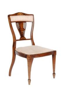 LADIES SALON CHAIR: English rosewood with floral marquetry inlay.