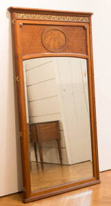 French parquetry wall mirror with gilt metal mounts, late 19th century. 200 x 105cm