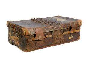 Crocodile skin suit case, late 19th century. Height 55cm