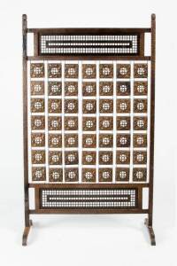Arts & Crafts copper & iron fire screen, early 20th century. Height 124cm, width 73cm