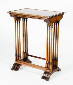 NEST of 3 coffee tables in the Sherarton revival style. Mahogany & satinwood inlay, c1920s. Height 72cm, width 56cm, depth 38cm