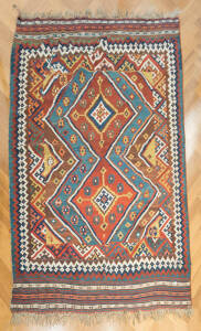 RUG: Tribal kilim with geometric design, 20th century. 225 x 158cm