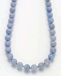 A blue lace agate bead necklace.