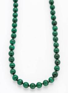 A malachite bead necklace.