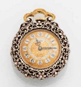 An enamelled and emerald pocketwatch.&nbsp;