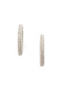 A pair of &nbsp;diamond hoop earrings. 18ct white gold. Weight 12.48 grams.