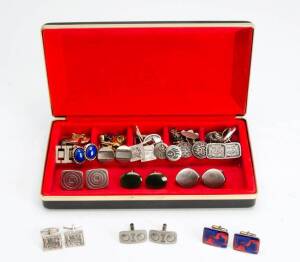 A collection of mens cufflinks including Georg Jensen Danish silver, pewter and white metal.&nbsp;