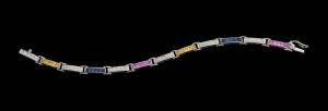 A multi-stone sapphire and diamond bracelet. White gold.&nbsp;