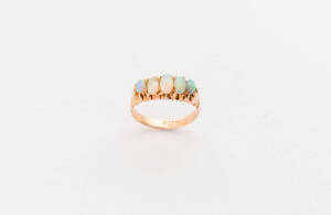 An opal band ring by Willis and one loose opal. 15ct gold.