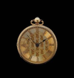 A Lady's pocket watch with key. 18ct yellow gold.
