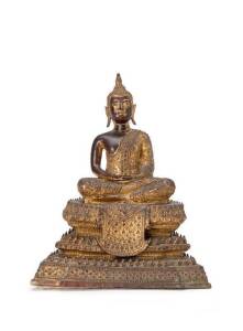 Thai gilt bronze buddha statue, early 20th century. 28cm.