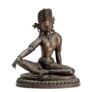 Western Tibetan bronze seated Buddha statue. 31cm.&nbsp;