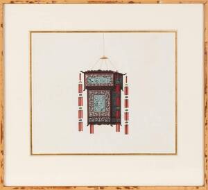 A pair of Chinese paintings of lanterns, circa 1920