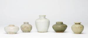Five Chinese jarlets, 14th to 16th century, from 4cm to 8cm high