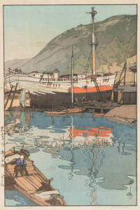 HIROSHI YOSHIDA (Japan), "Kinoe", woodblock print signed & title lower margin in pencil. 26 x 39cm