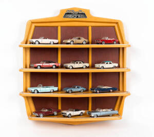 Franklin Mint "The Classic Cars of the 60s" collection comprising 12 models and the wall display case. 