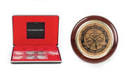 A group of Franklin Mint collectable items including &lsquo;The greatest Corvettes of all times&rsquo; silver ingots and Corvette pocket watch.&nbsp; Accompanied by two Corvette wrist watches and wall clock