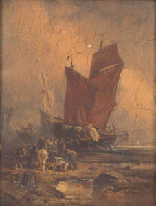 F. WAGNER By the Harbour at Moonlight oil on board signed 'F Wagner' lower right 25 x 19 cm