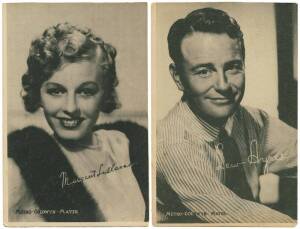c1942 Canterbury Theatre postcards/trade cards showing movie stars (15) - 8 trimmed; also Picturegoer Series postcards (2). Fair/VG. (17 items).