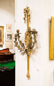 French gilt metal 4 branch candle wall sconce, 19th century. 103cm