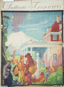 c1932 "Chateau Tongariro" New Zealand travel poster. 78cm x 56cm. Condition B/C.&nbsp;