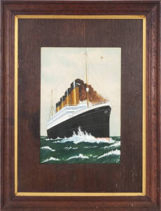 TITANIC, original painting by A.H.D., window mounted, framed & glazed, overall 44x58cm.