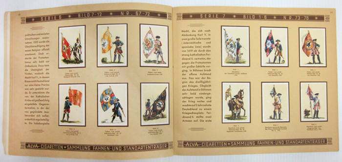 GERMAN CIGARETTE CARD ALBUMS: Mainly 1930s series complete and mostly in very fine condition. Topics include "Deutsche Kolonien" (Cigaretten-Bilderdienst Dresden), Uniforms & Flag-Bearers (Alva Cigaretten, Bremen), Zeppelin-Weltfahrten, Die Welt in Bilder