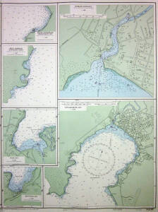 Hydrographic charts, c1970s-90s, published by the Hydrographic Department of the Royal New Zealand Navy (17), each 110x70cm; also two from UK.