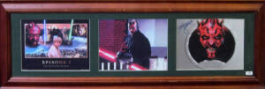 STAR WARS: "Star Wars: Episode 1 - The Phantom Menace" display signed by Ray Park (Darth Maul), framed & glazed, overall 99x36cm. With CoA.