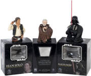 STAR WARS: Han Solo, Darth Vader and Obi-Wan Kenobi miniature busts by Gentle Giant creations. All mint and boxed.
