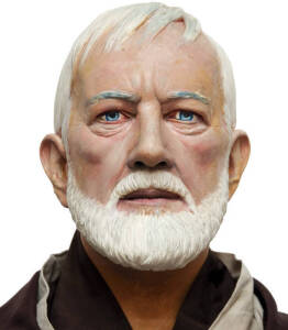 STAR WARS: Obi-Wan Kenobi (original) lifesize model. Very realistic display with amazing haindpainted head mould, a unique piece, display created by artist Paul Sullivan. (190 x 60cm)