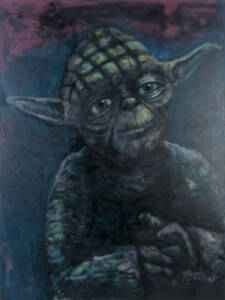 STAR WARS: Artwork - Original Yoda freehand airbrush painting on canvas by artist Paul Sullivan (91 x 110cm)