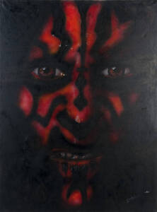 STAR WARS: Artwork - Original Darth Maul painting on canvas by artist Paul Sullivan (75 x 100cm)