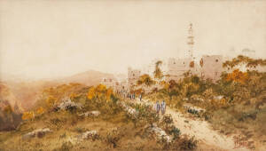 De LEENER, Jan [active 1890s-1920s] "Jerusalem - The Tower of David from the Bethlehem Road, watercolour signed "J. De Leener" lower right. 26.5 x 46.5cm.