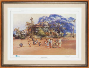 DOYLE, D'Arcy W. (1932-2001, Australia): Four prints including "Transporting the Wool", The End of the Muster" & "Uninvited Guests"; three signed by the artist, all framed & glazed, each about 100x77cm.